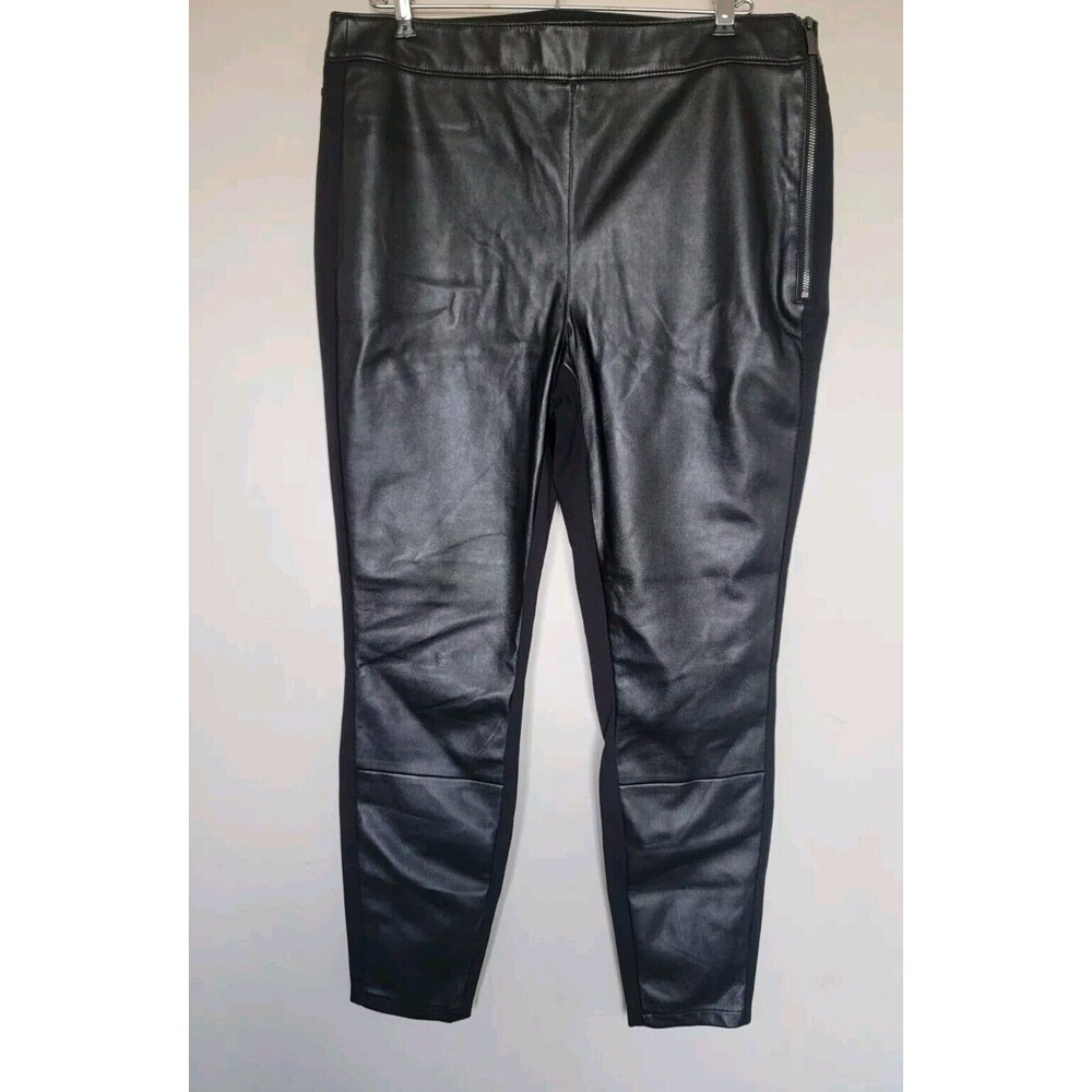 White House Black Market WHBM Womens Faux Leather Front The Legging Pants Sz 12